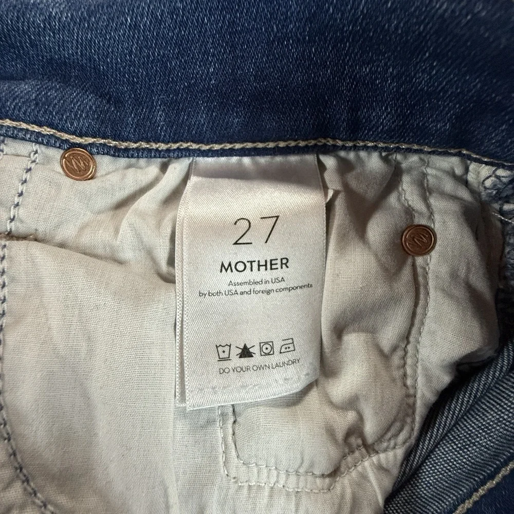 MOTHER Weekender Flare Jeans Women 27 Blue Mid Rise Stretch Boho Y2K Festival - Picture 5 of 13